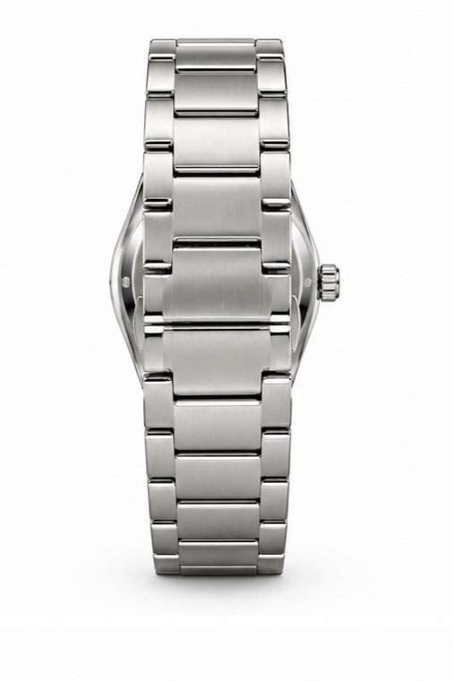 FTTPON Men's Classic Silver Stainless Steel Quartz Watch – Day & Date Display