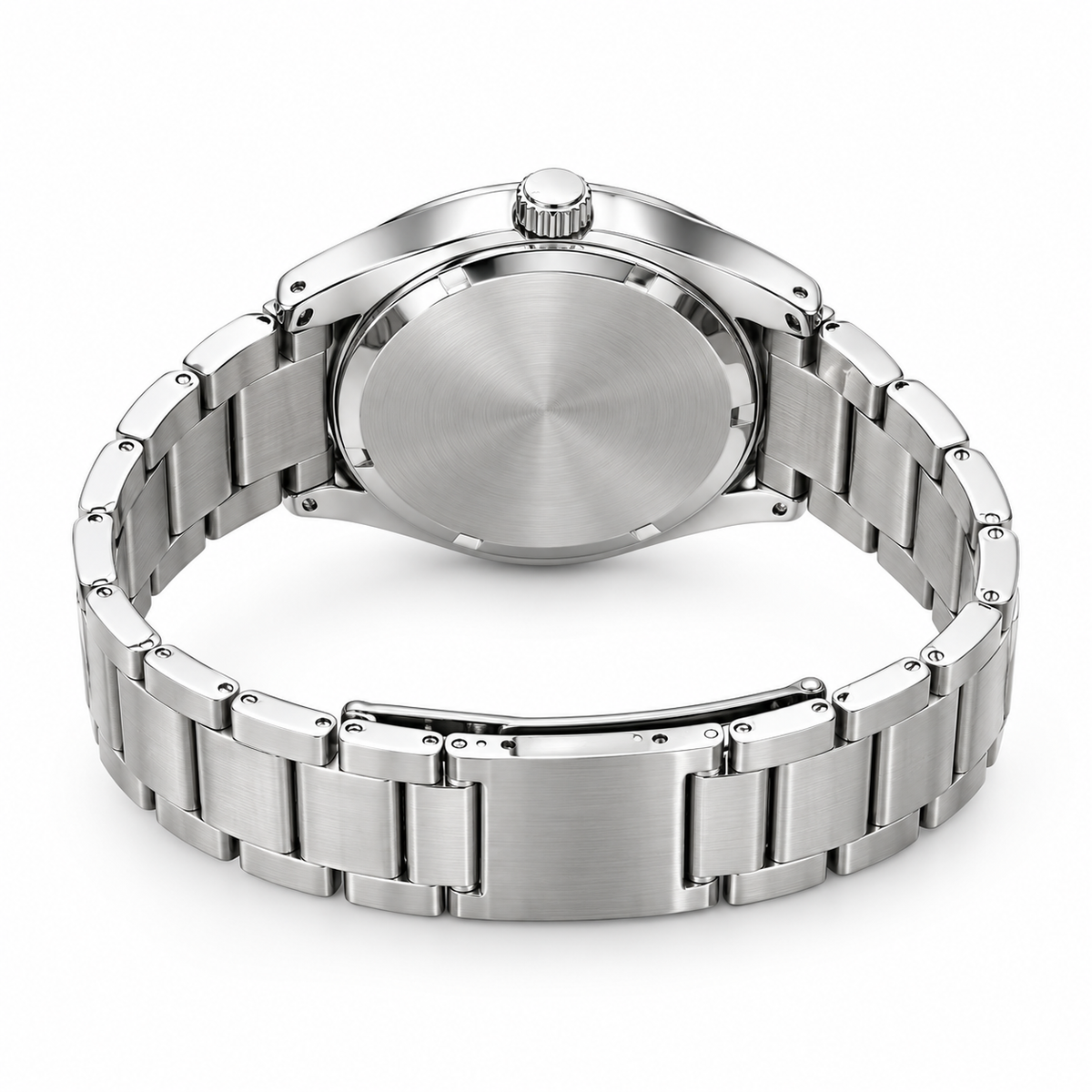 FTTPON Men's Classic Silver Stainless Steel Quartz Watch – Day & Date Display